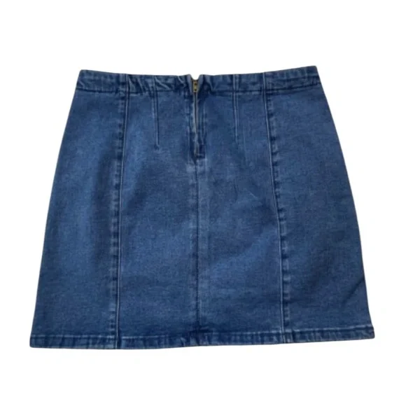 Y2K VINTAGE FOREVER 21 Women’s SZ M Pleated Denim Blue Jean Mini Skirt Festival - Picture 5 of 13